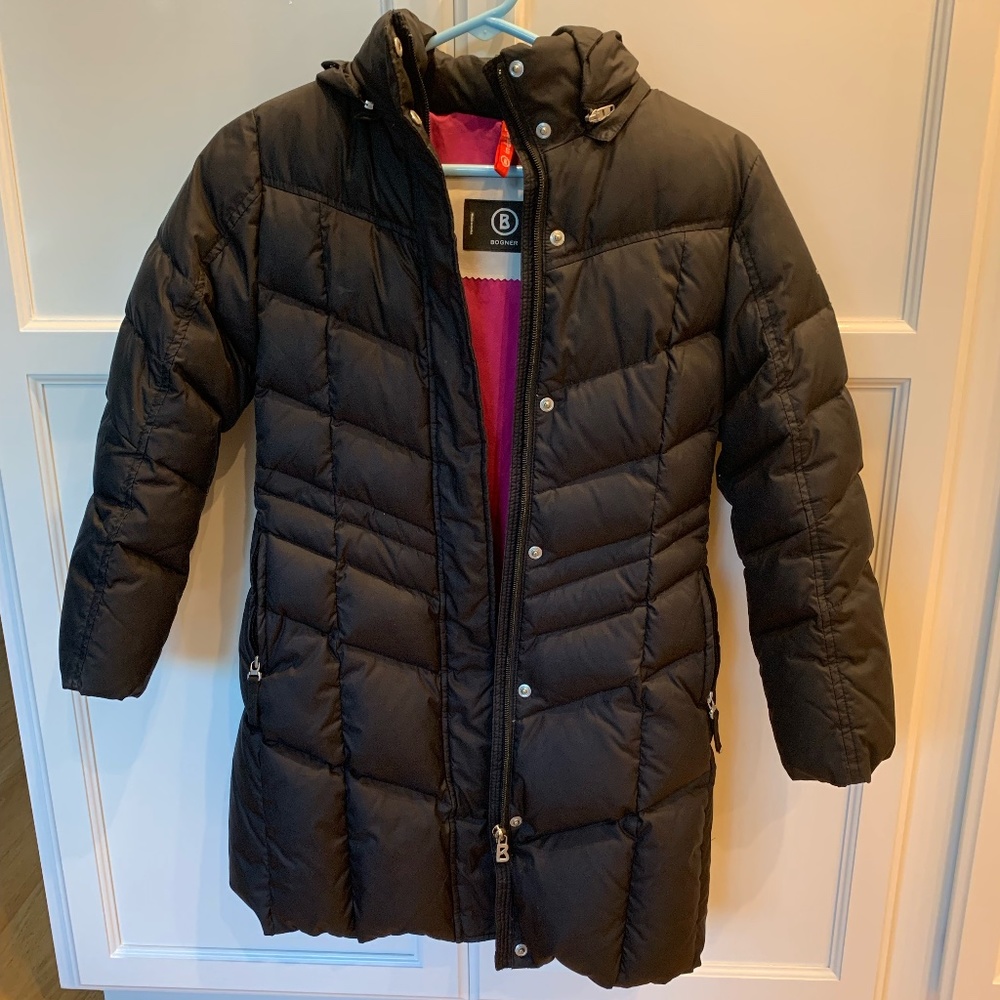 Bogner Girls Long Hooded Jacket Black 7-8Y